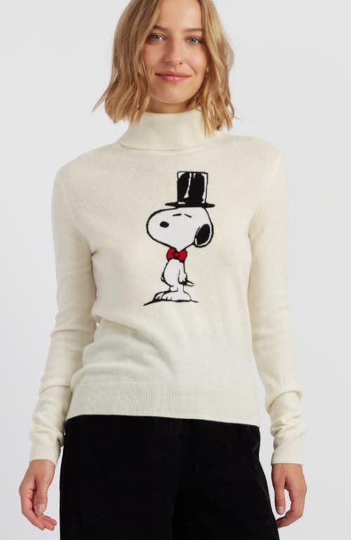 Chinti & Parker Wool-cashmere Top Hat Snoopy Sweater In White