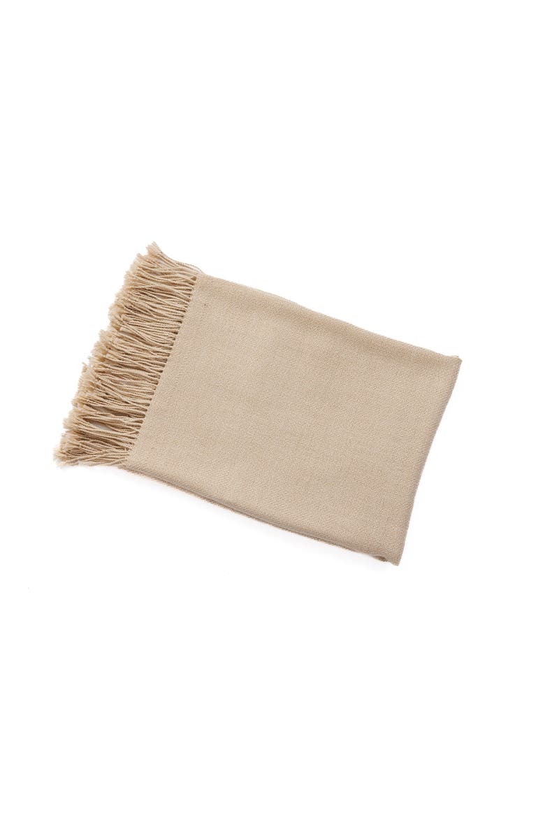 Handloomed Wasi Collection - 100% Undyed Baby Alpaca Artisan Weaver All Natural Luxurious Throw Blanket, Main, color, Ivory Mist