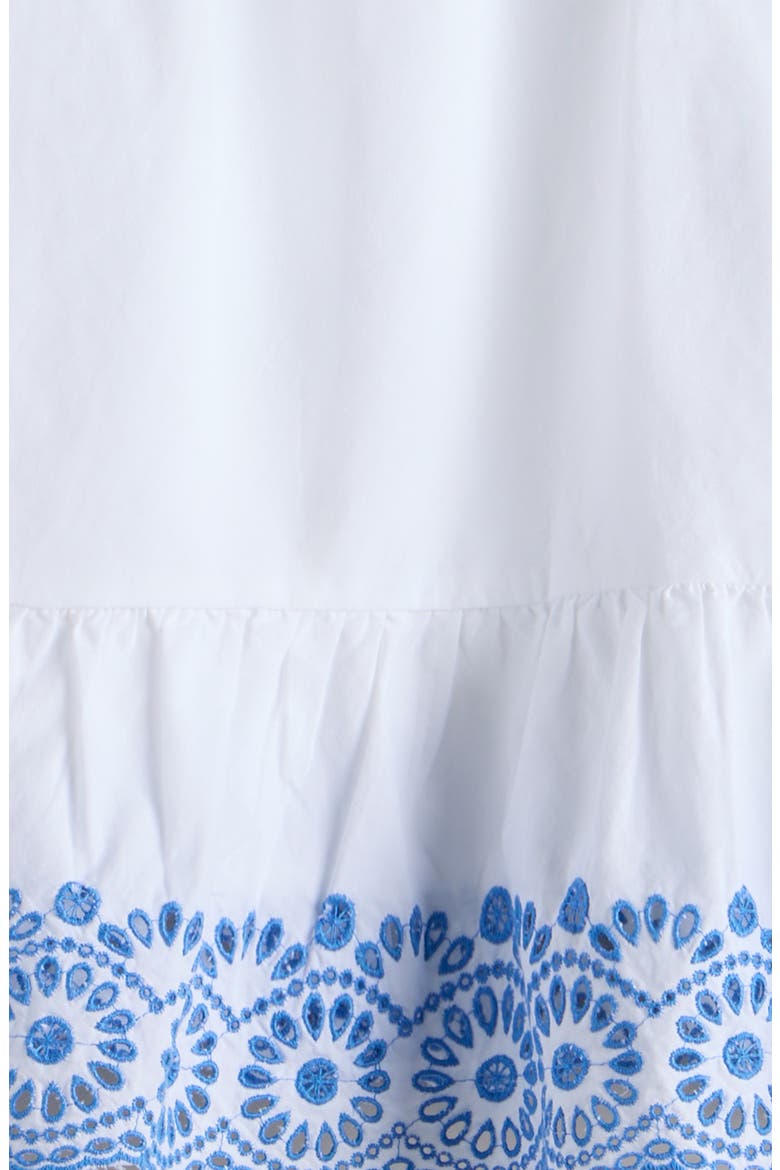 Kids' Tiered Cotton Eyelet Dress, Alternate, color, WHITE- BLUE REGATTA