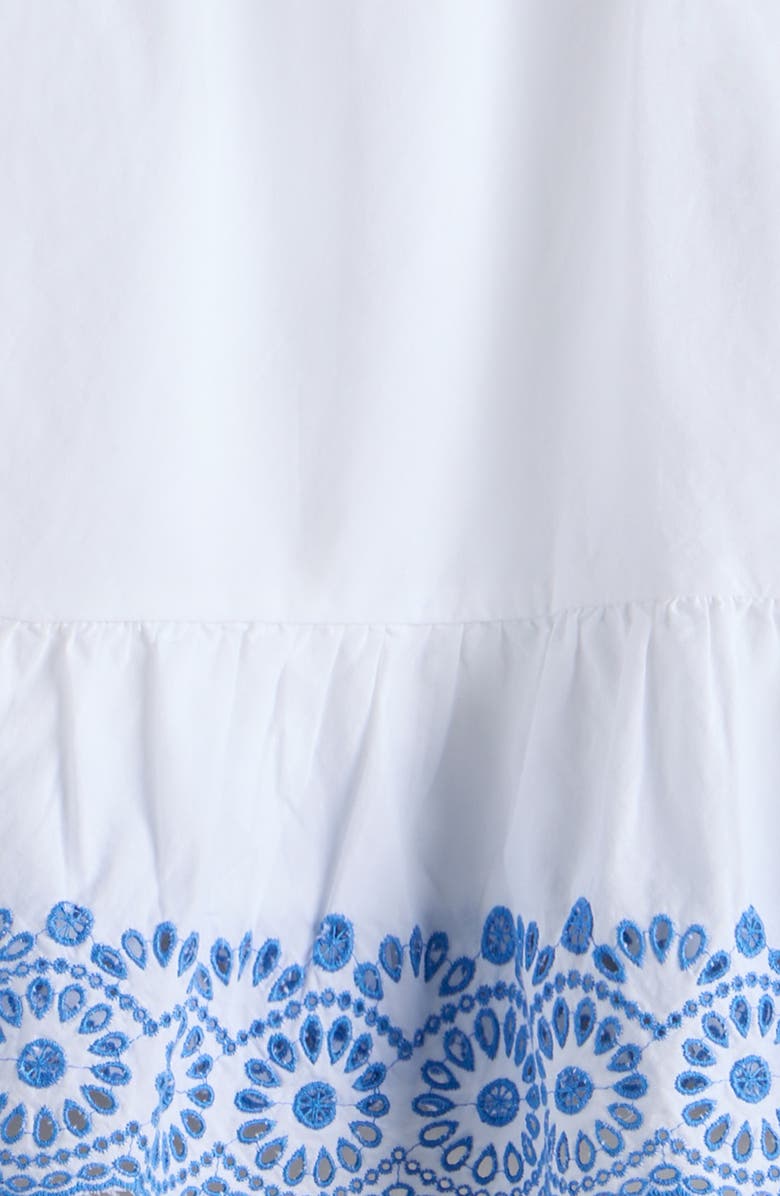 Nordstrom Kids' Tiered Cotton Eyelet Dress, Alternate, color, White- Blue Regatta
