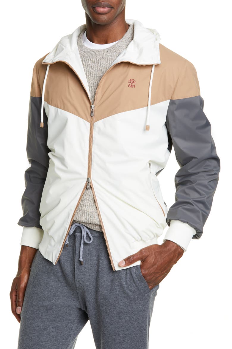 Colorblock Windbreaker, Alternate, color, OFF WHITE