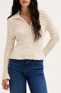 Madewell Pointelle Knit Peplum Cotton Cardigan