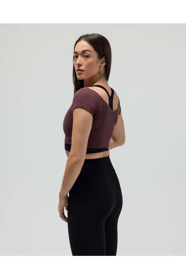 Ribbed Cap Sleeve Crop Top, Alternate, color, MAPLE