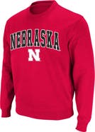COLOSSEUM Men's Colosseum Scarlet Nebraska Huskers Arch & Logo Crew Neck Sweatshirt