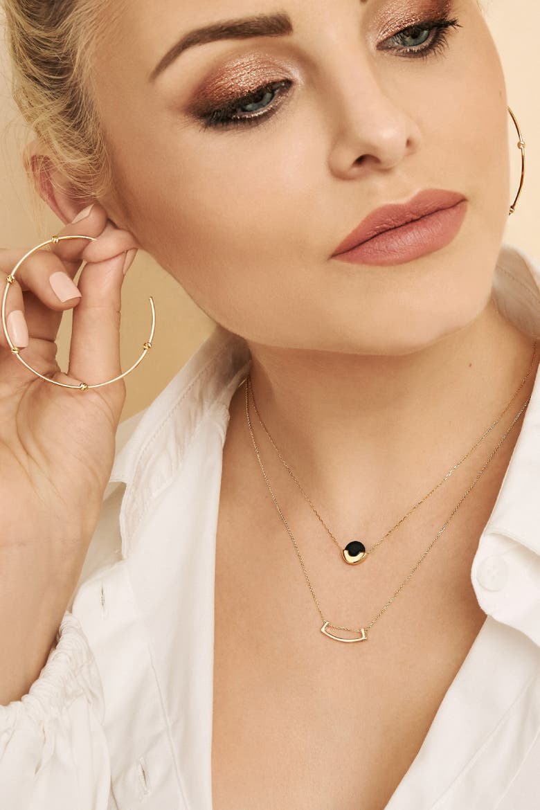 14K Gold Stone Purse Pendant Necklace, Alternate, color, Gold/Black Onyx