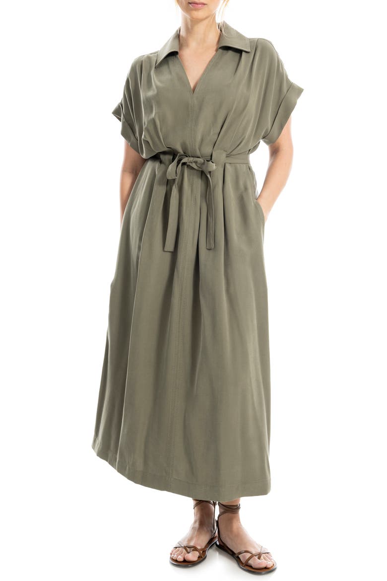 Rolled Sleeve Midi Shirtdress, Main, color, SAGE-SAGE