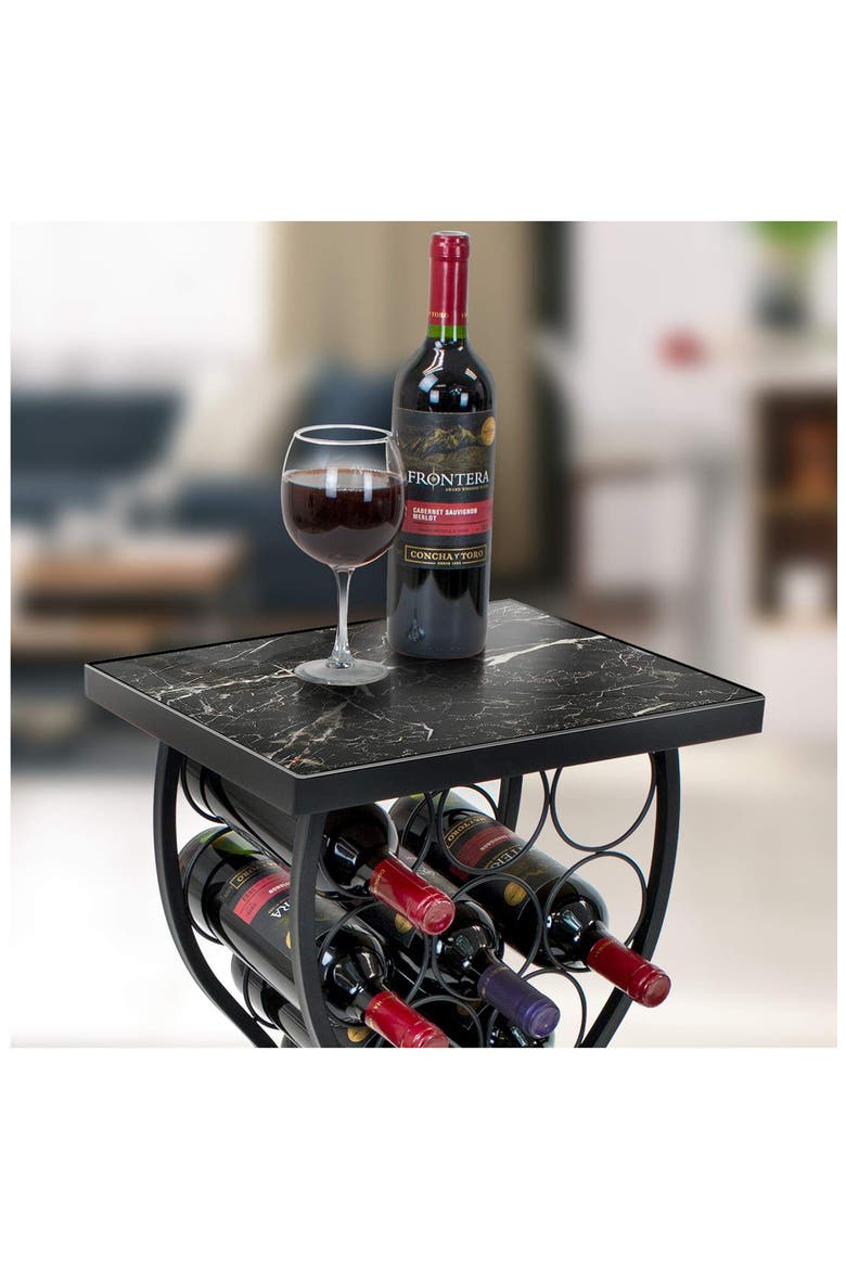 Black Marble Finish Wine Storage Display Rack, Alternate, color, BLACK