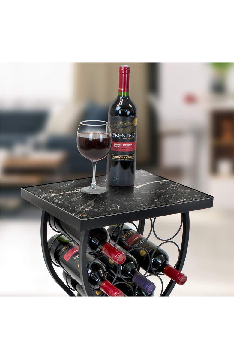 SORBUS Black Marble Finish Wine Storage Display Rack, Alternate, color, Black