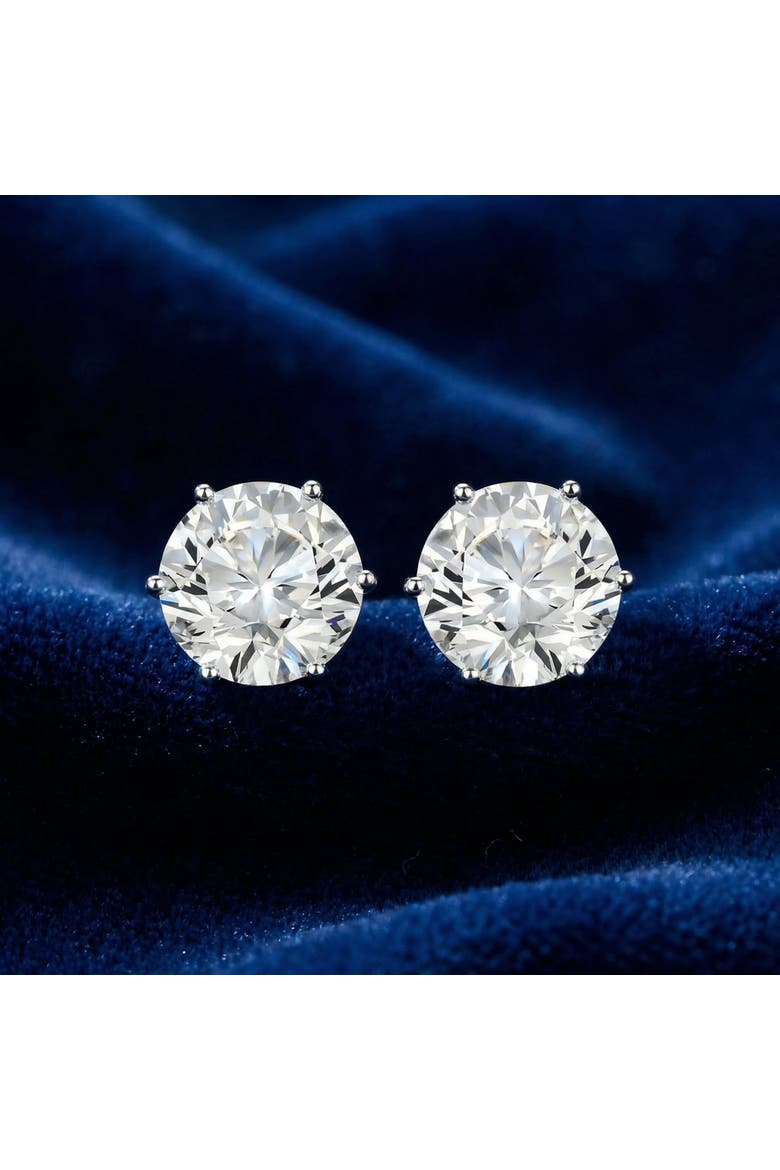 2Ct tw Sylvie Round Thin & Delicate Diamond Studs 14k Gold Lab Grown, Alternate, color, 14k White Gold
