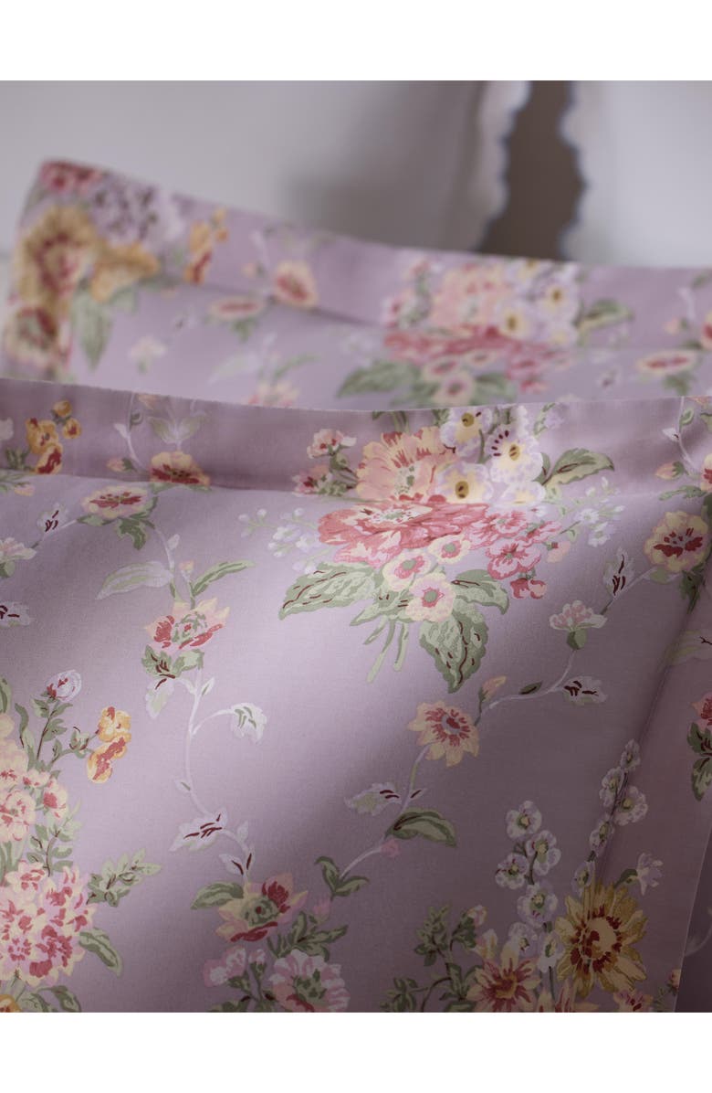 Lauren Ralph Lauren Selina Floral & Stripe Reversible Sateen Duvet Cover & Sham Set, Alternate, color, Lavendar Multi