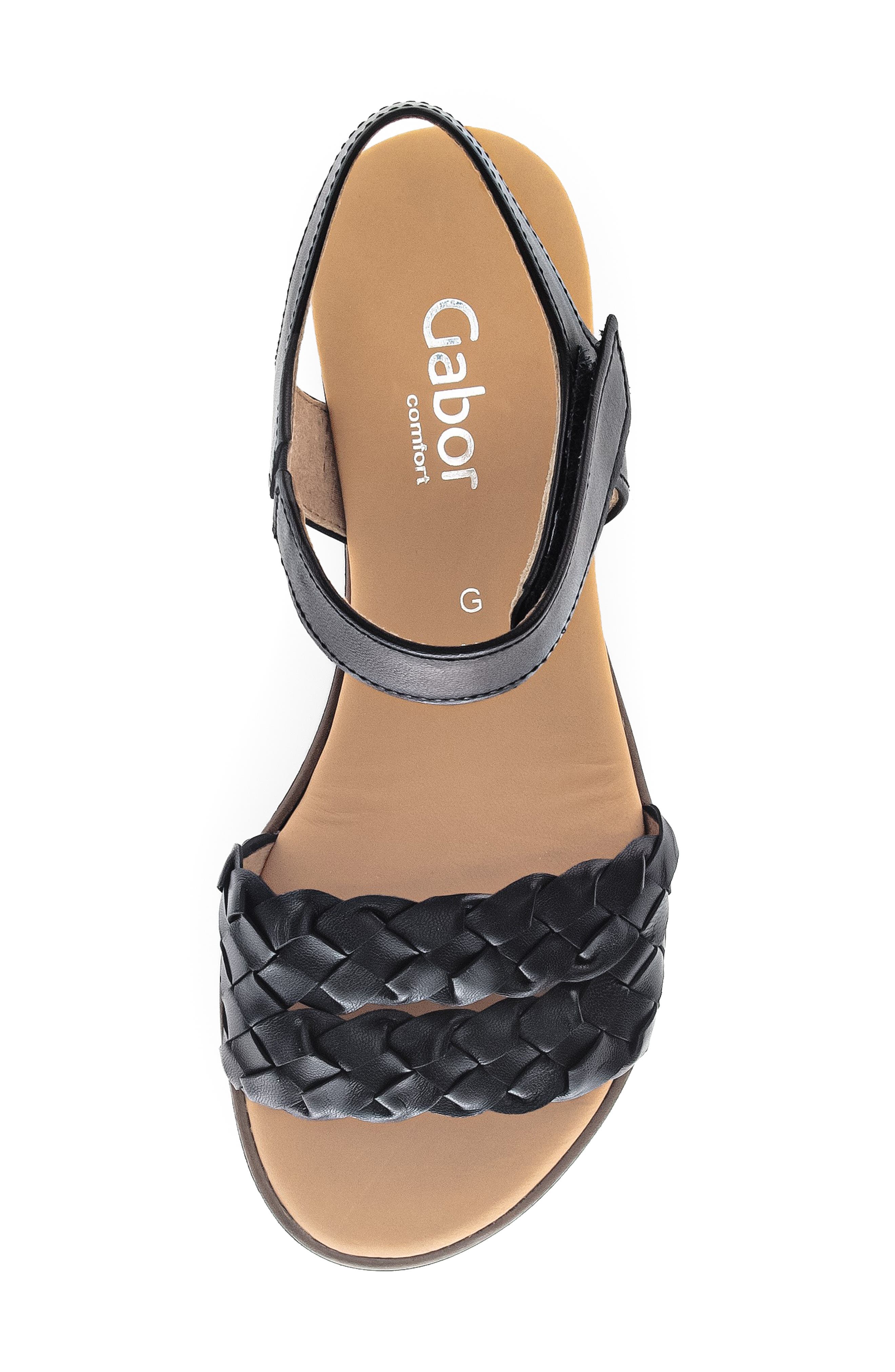 Gabor Ankle Strap Wedge Sandal, Alternate, color, Black