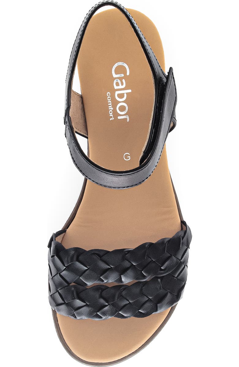 Gabor Ankle Strap Wedge Sandal, Alternate, color, Black