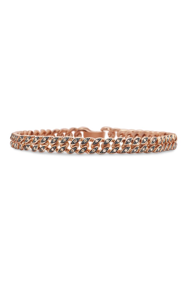6mm Men's Pavé Cognac Diamond Curb Chain Bracelet, Main, color, 18K ROSE GOLD/ DIAMOND