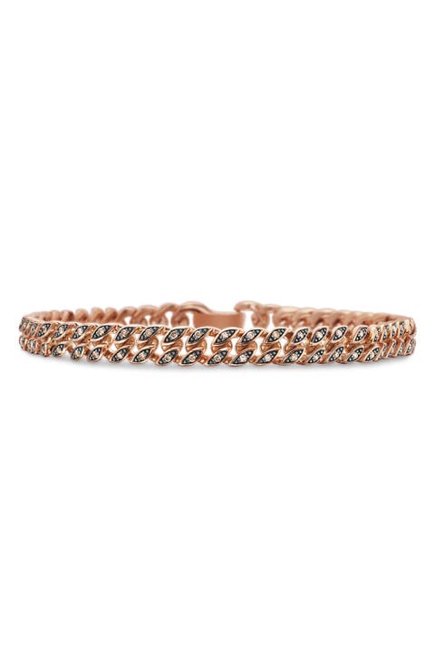 Men's Pavé Cognac Diamond Curb Chain Bracelet