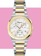 FERRAGAMO Elliptical Two-Tone Bracelet Strap Chronograph Watch, 38mm
