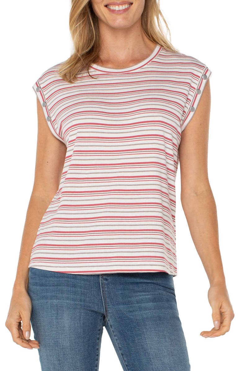 Liverpool Los Angeles Stripe Muscle Tee, Main, color, Pink Multi Stripe