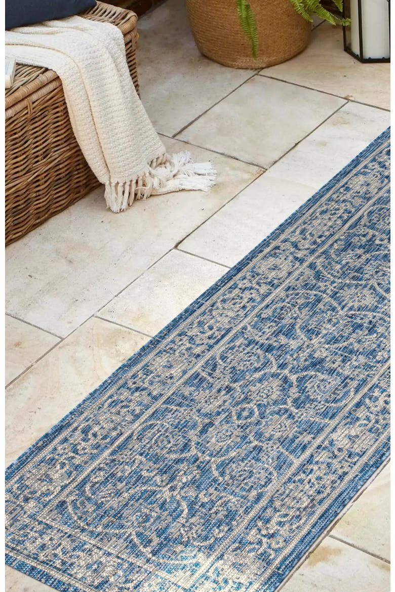 Palazzo Vine And Border Textured Weave Indoor/outdoor Rug, Alternate, color, Navy/Gray