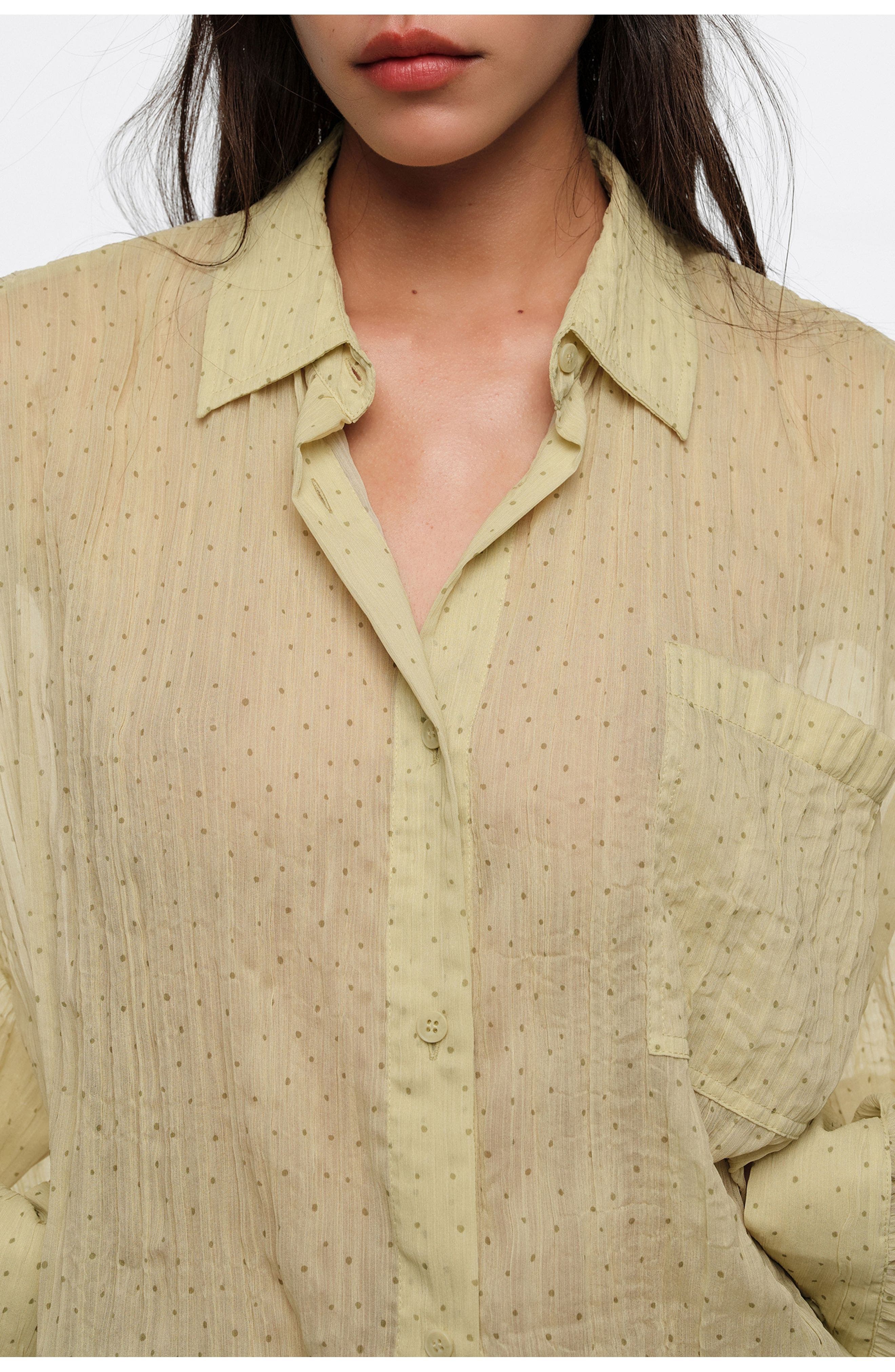 Mini Dots Pleated Oversize Shirt - image 2