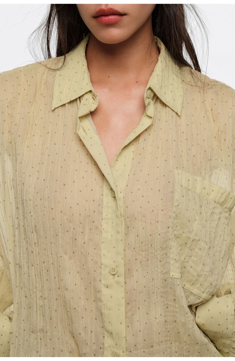 Bimba y Lola Mini Dots Pleated Oversize Shirt, Alternate, color, Dots Mini Olive