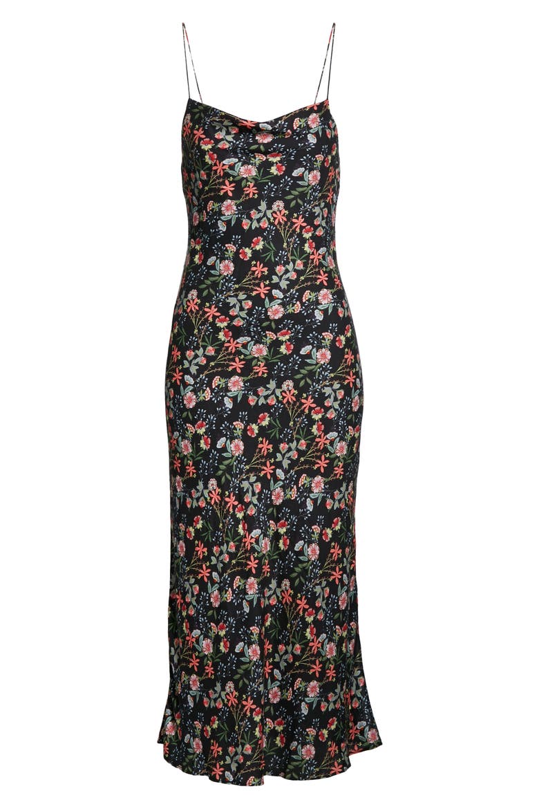 Harmony Floral Midi Slipdress, Alternate, color, BLUE BELL-BLACK