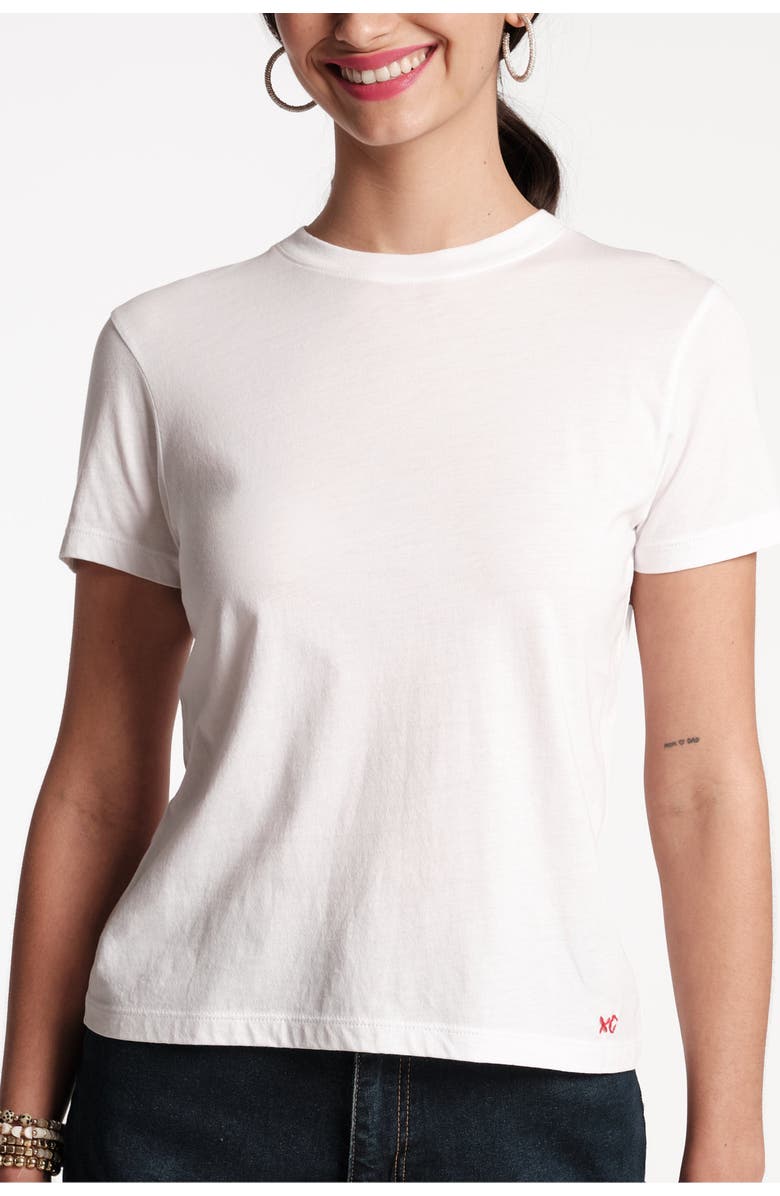 Frances Valentine Super Crewneck Tee Shirt Pima Cotton, Main, color, White