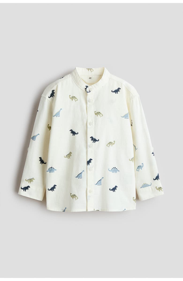 H&M Cotton Grandad Shirt, Main, color, Cream/Dinosaurs