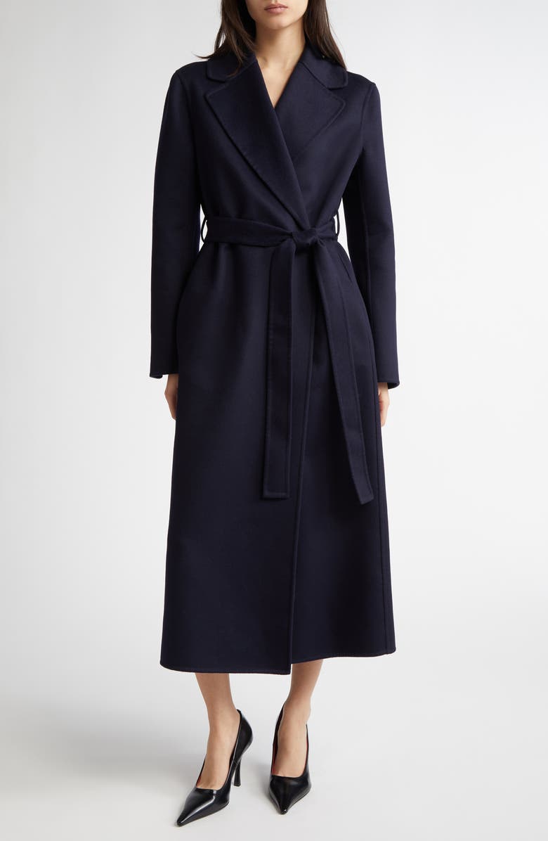Stella McCartney Belted Double Face Wool Wrap Coat, Main, color, 