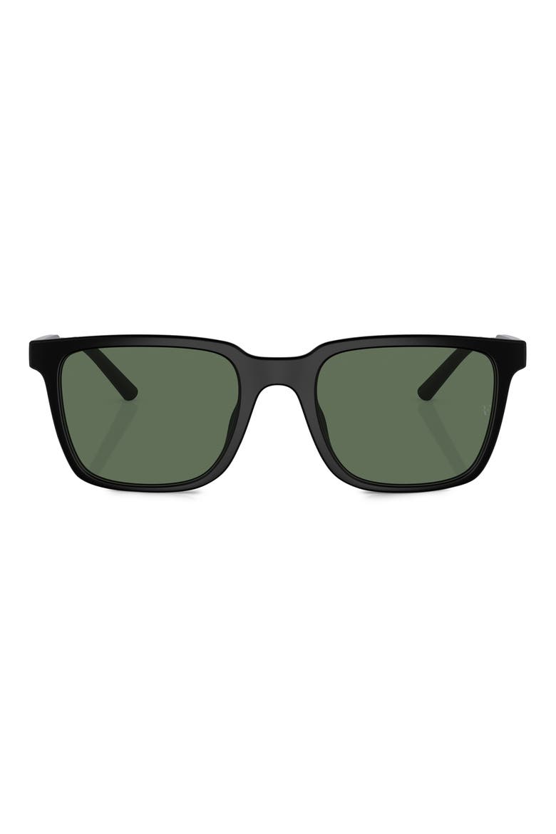 Roger Federer 52mm Polarized Rectangular Sunglasses, Main, color, MATTE BLACK POLARIZED