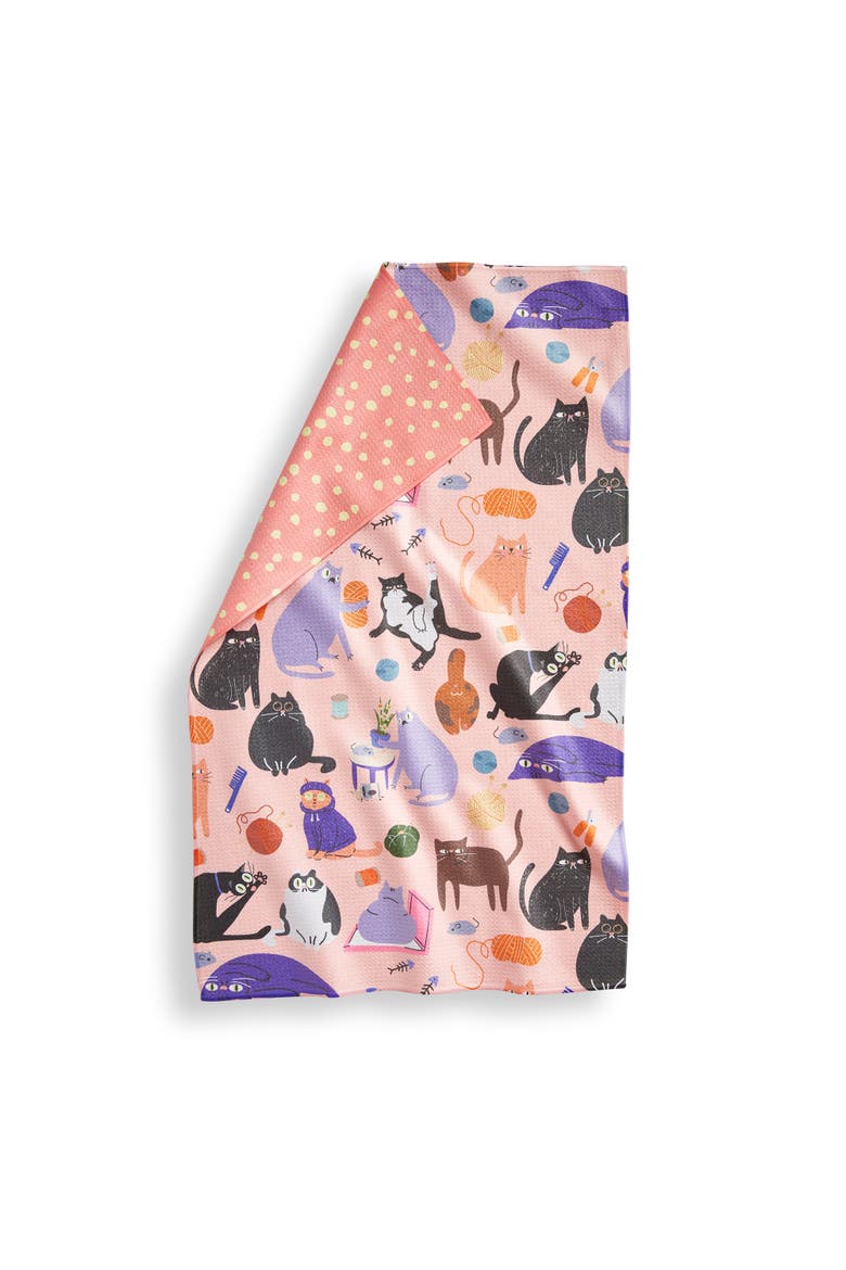 Super Absorbent Kitchen Towel All The Cats Dishtowel Multi 80% Recycled Polyester 18x30 in, Main, color, Multicolored