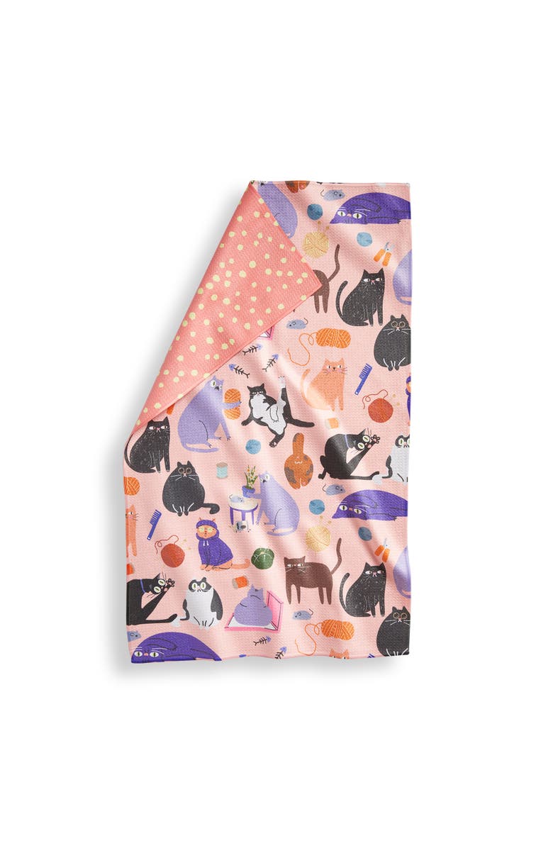 tag Super Absorbent Kitchen Towel All The Cats Dishtowel Multi 80% Recycled Polyester 18x30 in, Main, color, Multicolored