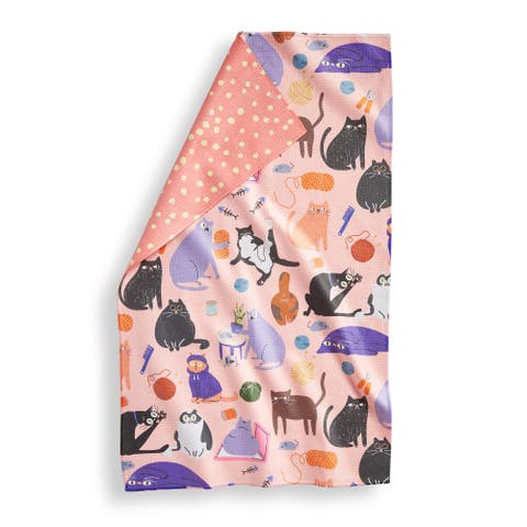 Super Absorbent Kitchen Towel All The Cats Dishtowel Multi 80% Recycled Polyester 18x30 in