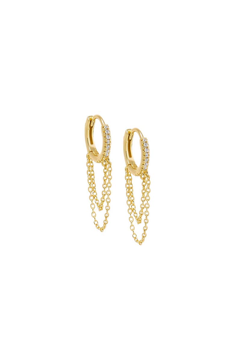 BY ADINA EDEN Pave Double Chain Drop Huggie Earring, Main, color,