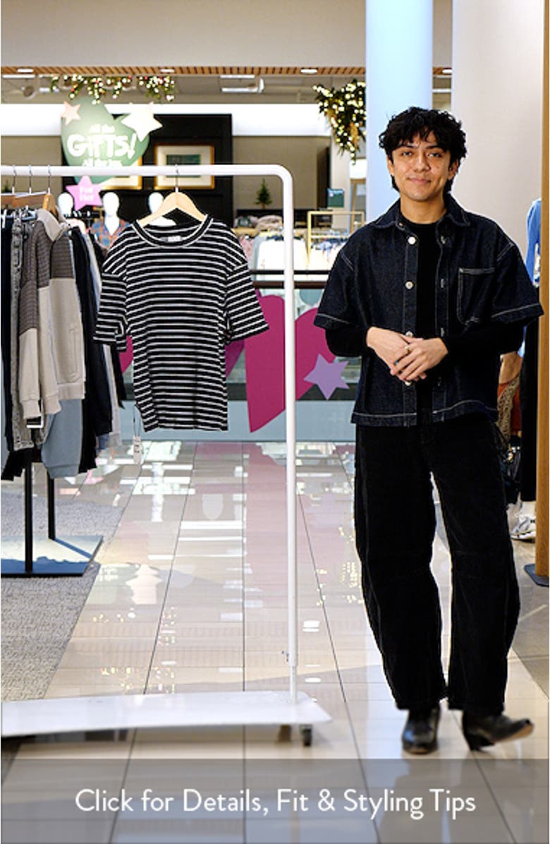 Kids' Stripe Rib Stretch Cotton T-Shirt, sales video thumbnail