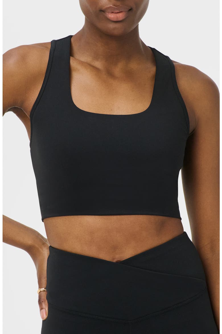 All Day Wrap Longline Sports Bra, Main, color, BLACK