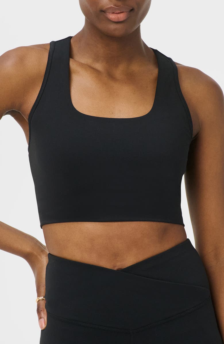 Sweaty Betty All Day Wrap Longline Sports Bra, Main, color, Black
