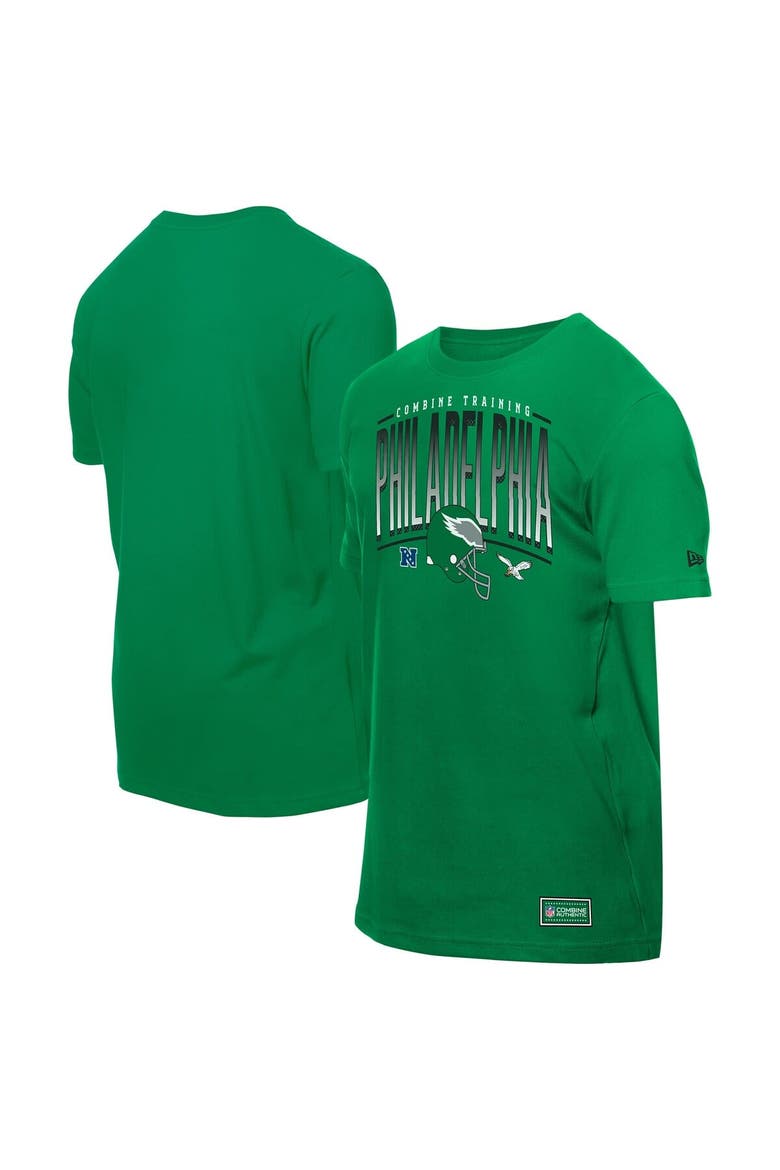 Men's New Era  Green Philadelphia Eagles Combine Authentic Training Throwback T-Shirt, Main, color, Green