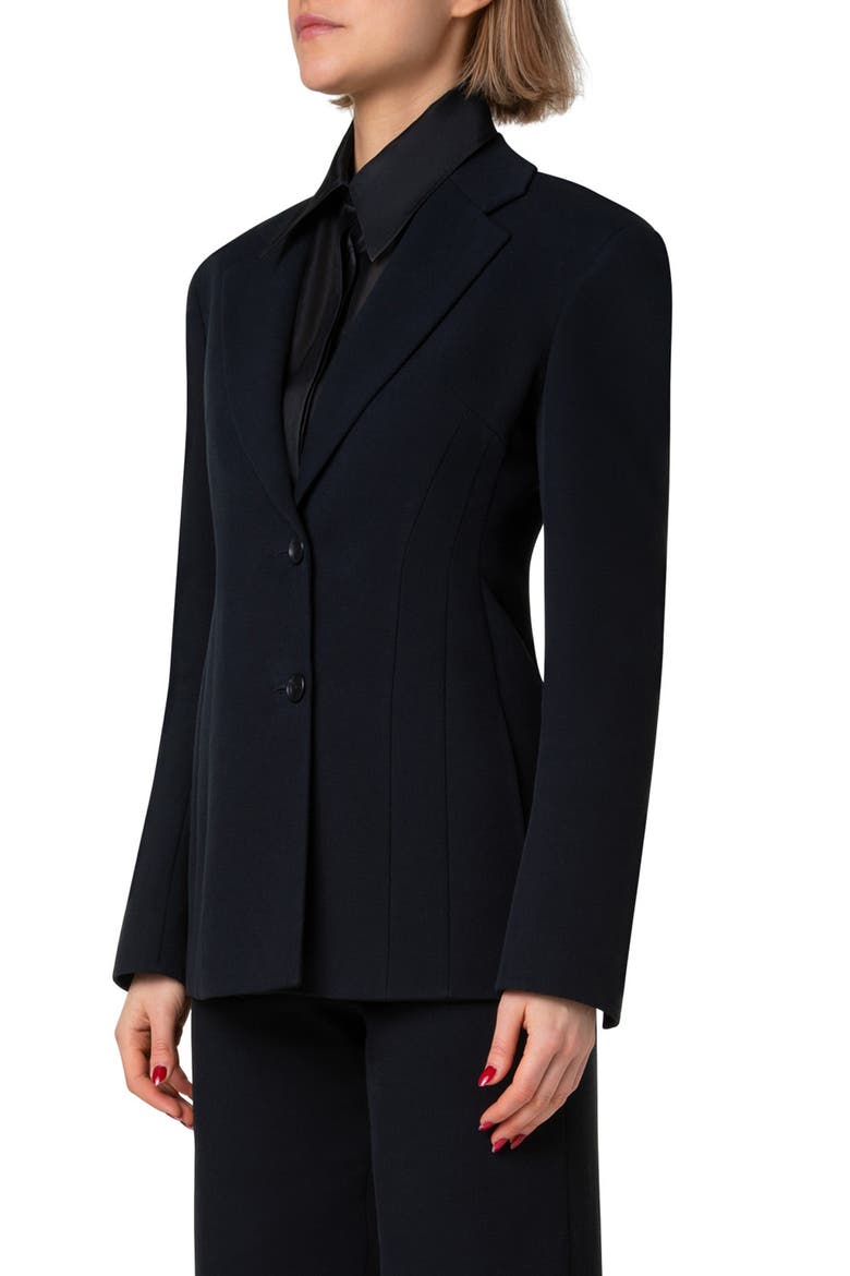 Walker Fitted Cotton Double Face Blazer, Alternate, color, BLACK