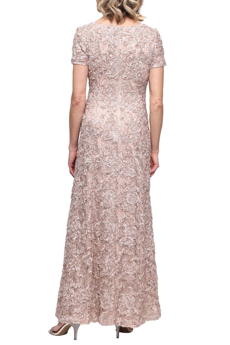 Embellished Soutache A-Line Gown, Alternate, color, CHAMPAGNE