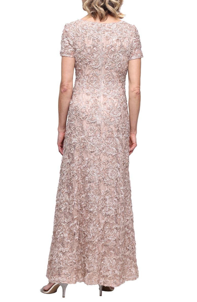 Alex Evenings Embellished Soutache A-Line Gown, Alternate, color, Champagne