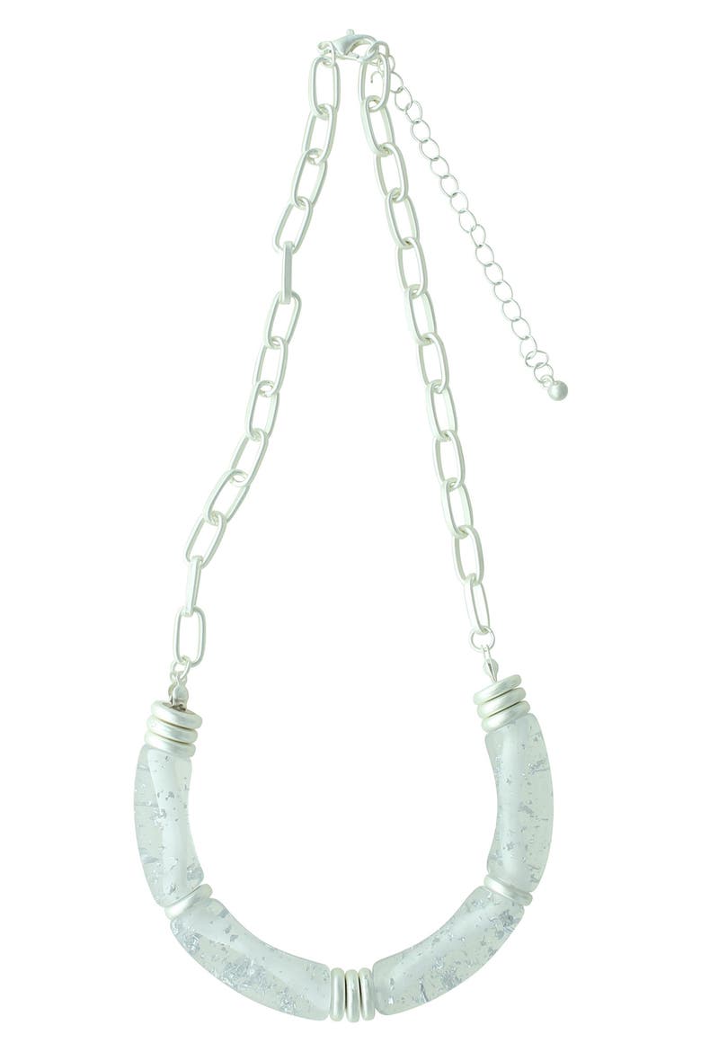 Emanuela Marbled Necklace, Main, color, WORN SILVER