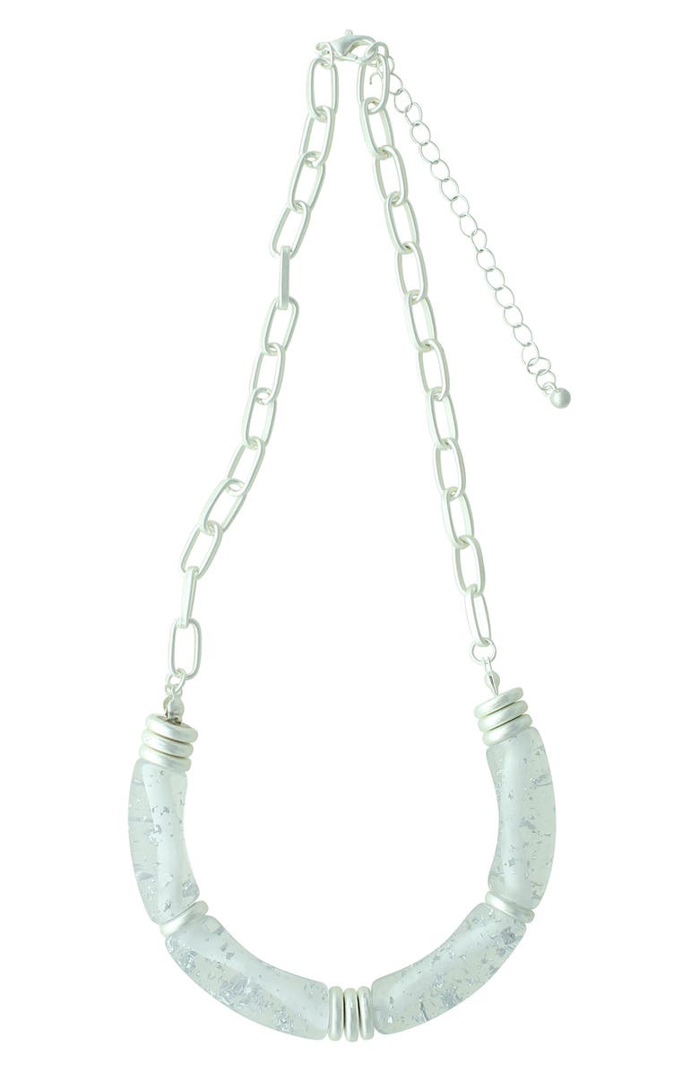 OLIVIA WELLES Emanuela Marbled Necklace, Main, color, Worn Silver