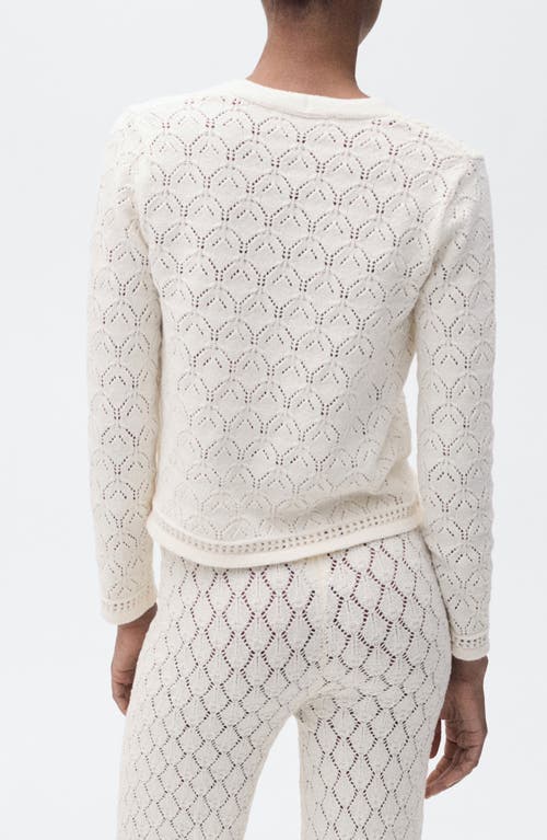 Mango Pointelle Stitch Cotton Blend Cardigan