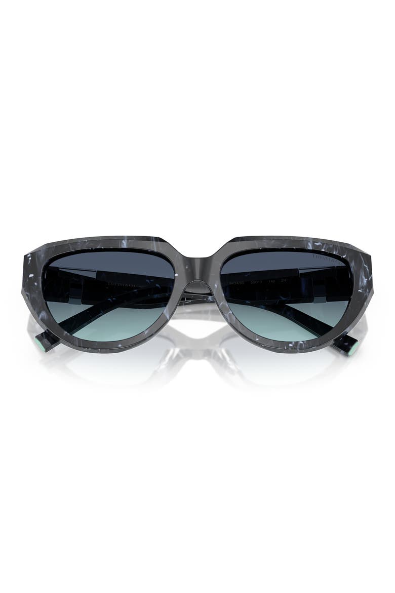 55mm Gradient Pillow Sunglasses, Alternate, color, STRIPED BLACK / AZURE BLUE