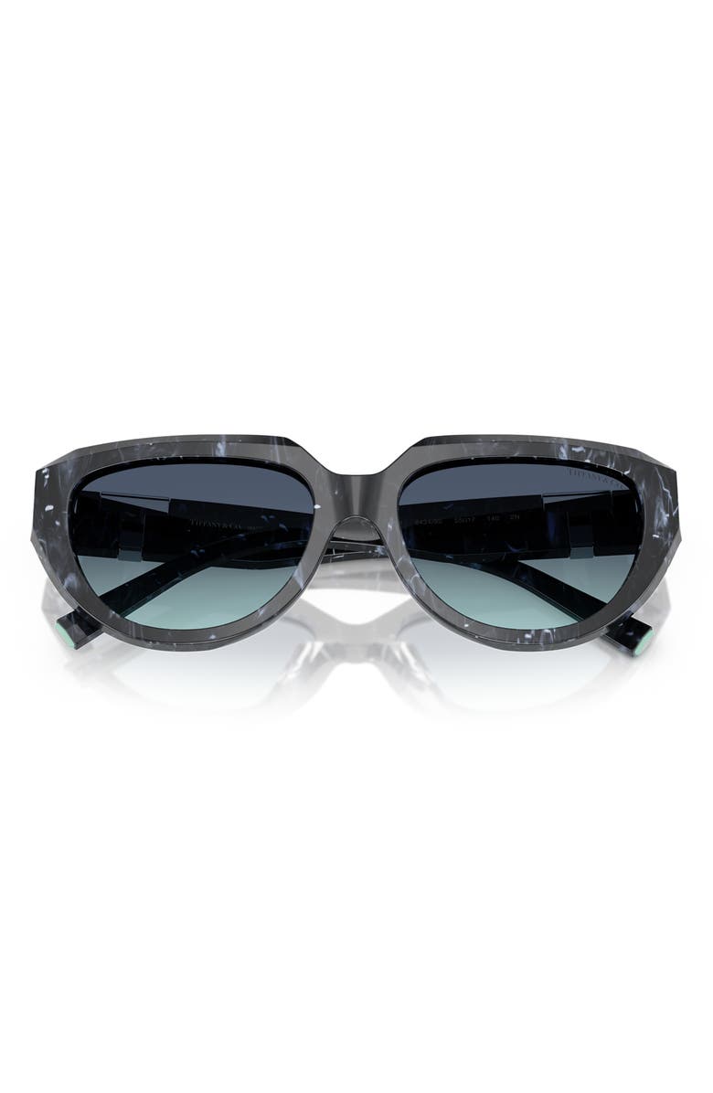 Tiffany & Co. 55mm Gradient Pillow Sunglasses, Alternate, color, Striped Black / Azure Blue