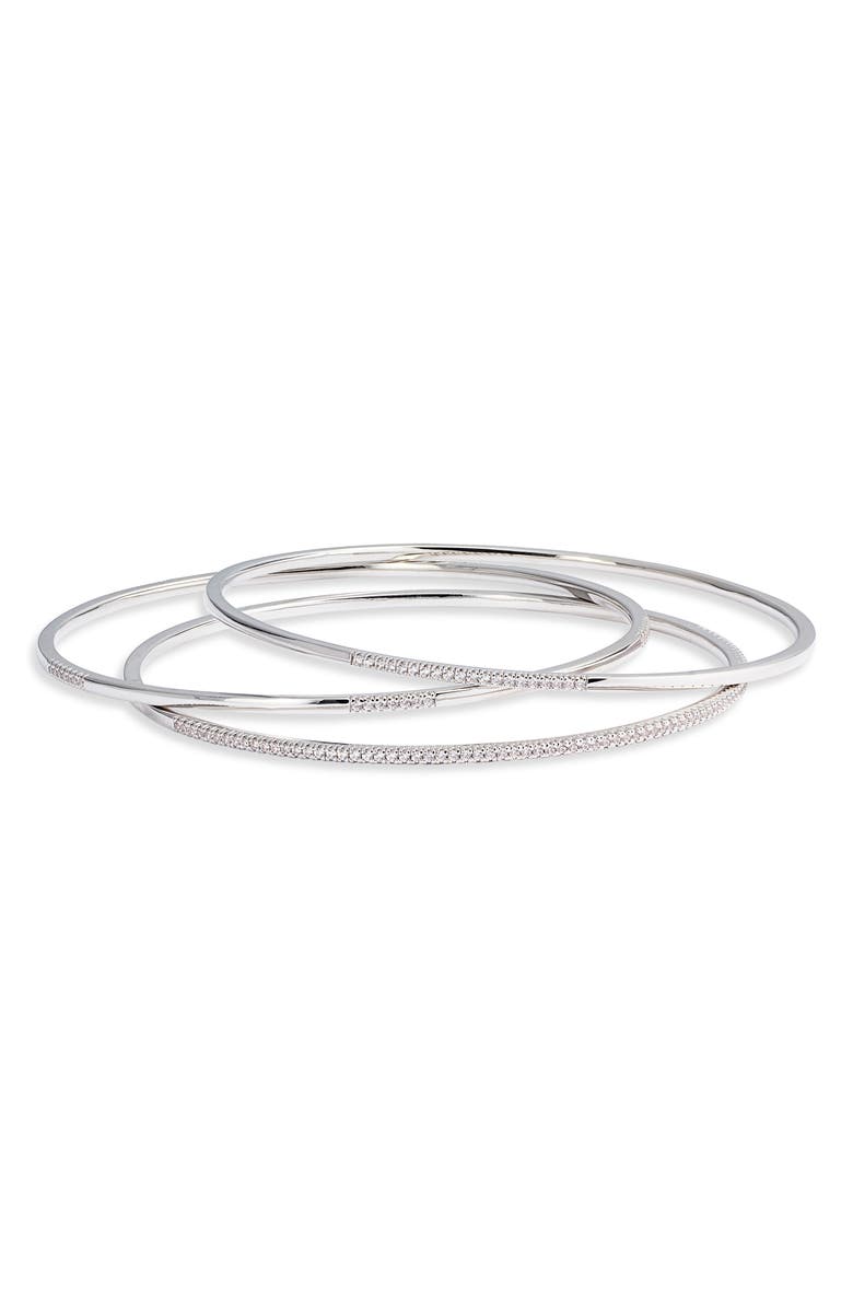 Nordstrom Set of 3 Dainty Pavé Bangles, Main, color,
