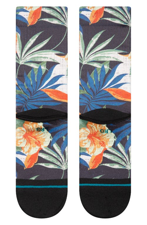 Stance Kids' Tiki Tides Floral Crew Socks In Black Multi