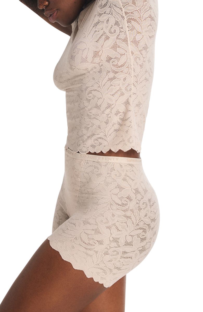 SAVAGE X FENTY Lacy Dreams Pajama Shorts, Alternate, color, Hush Beige