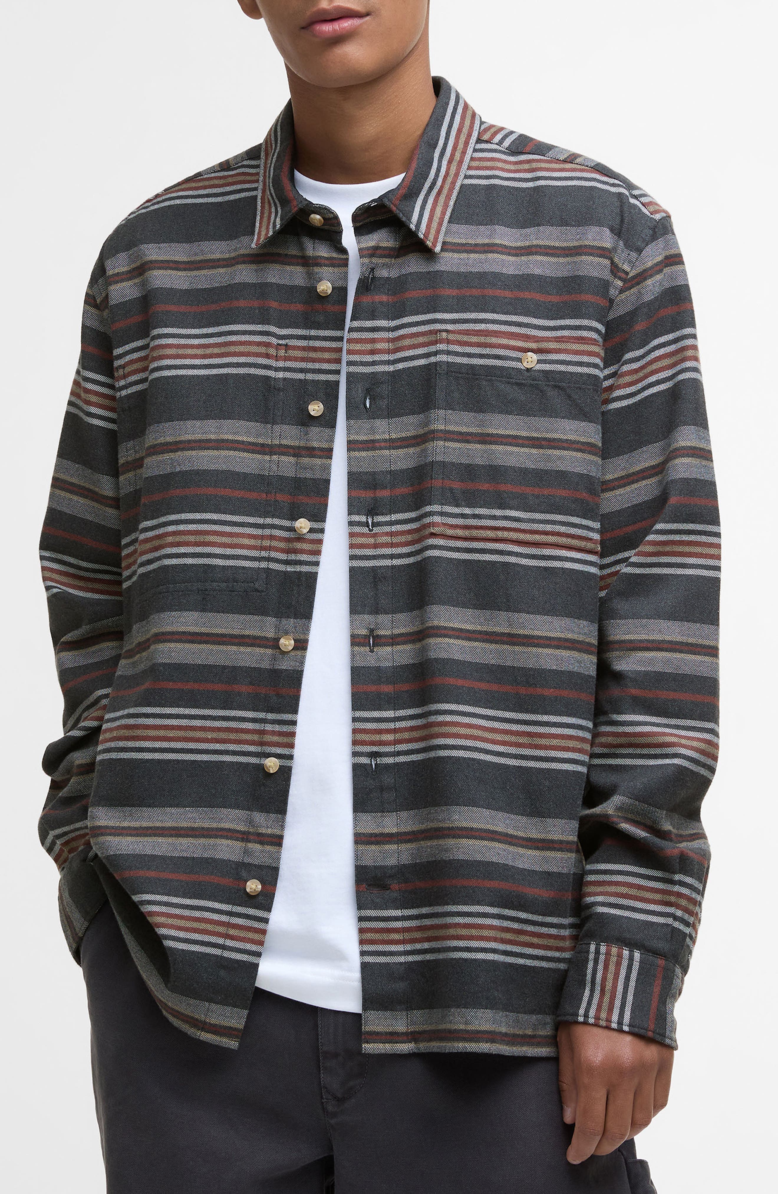 Bowscale Blanket Stripe Cotton Button-Up Shirt