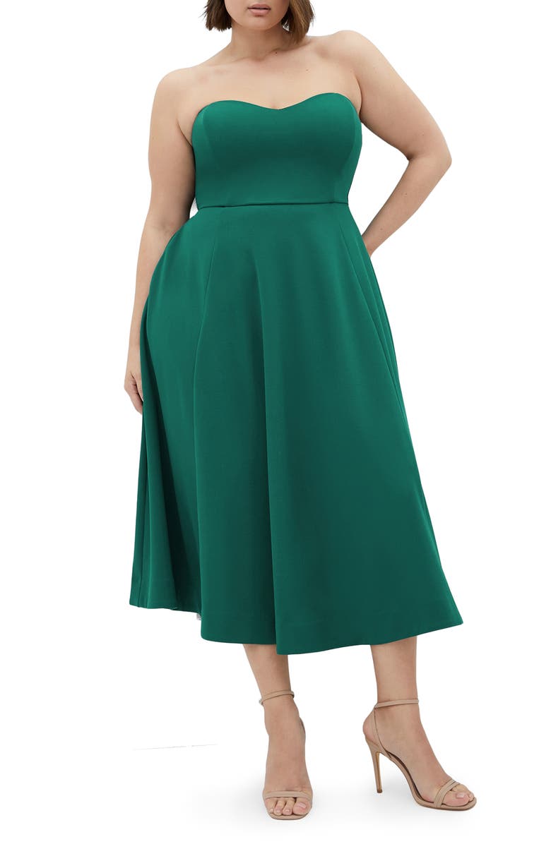 City Chic Pleated Sleeveless Maxi Dress, Main, color, Sea Green