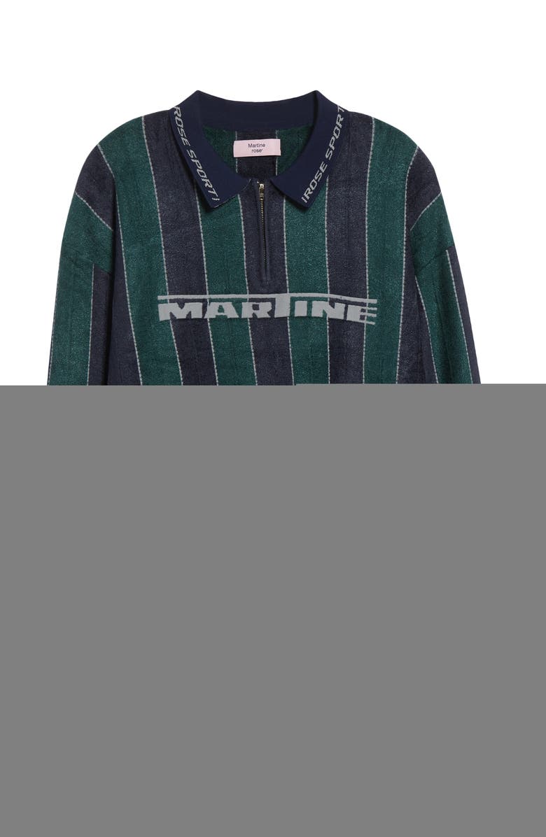 Martine Rose Sporty Logo Stripe Quarter Zip Polo, Alternate, color, Green
